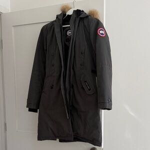 Canada Goose Gray Parka with Fur Trim